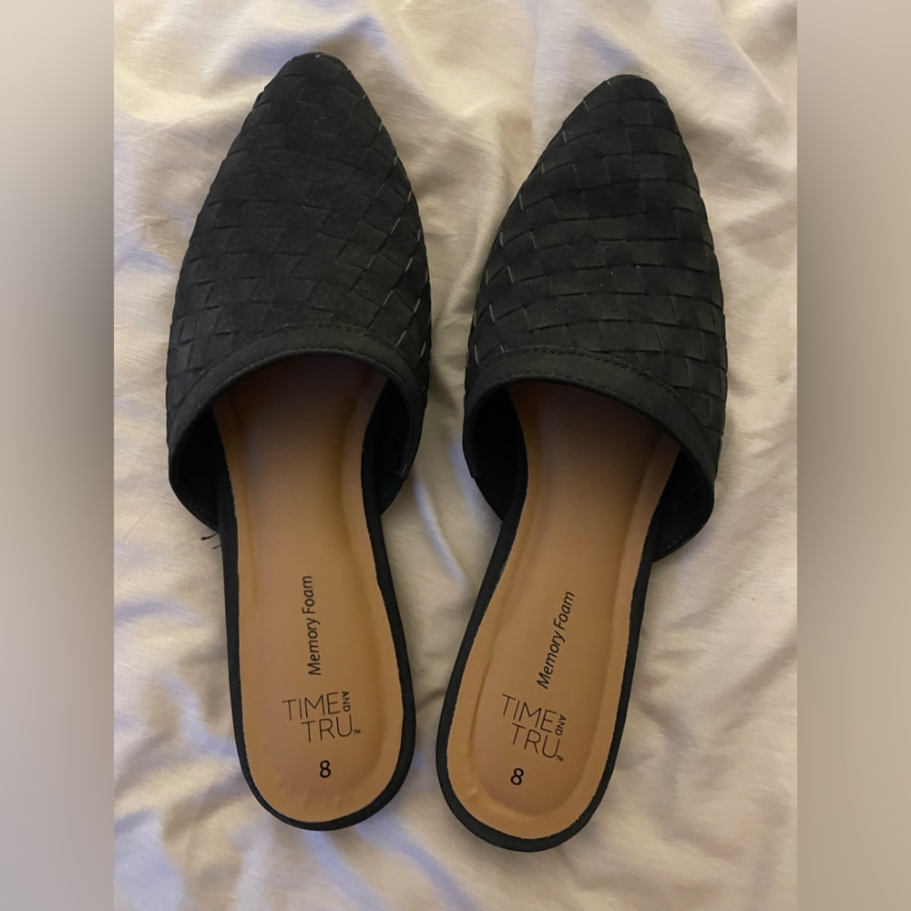 Black braided flats